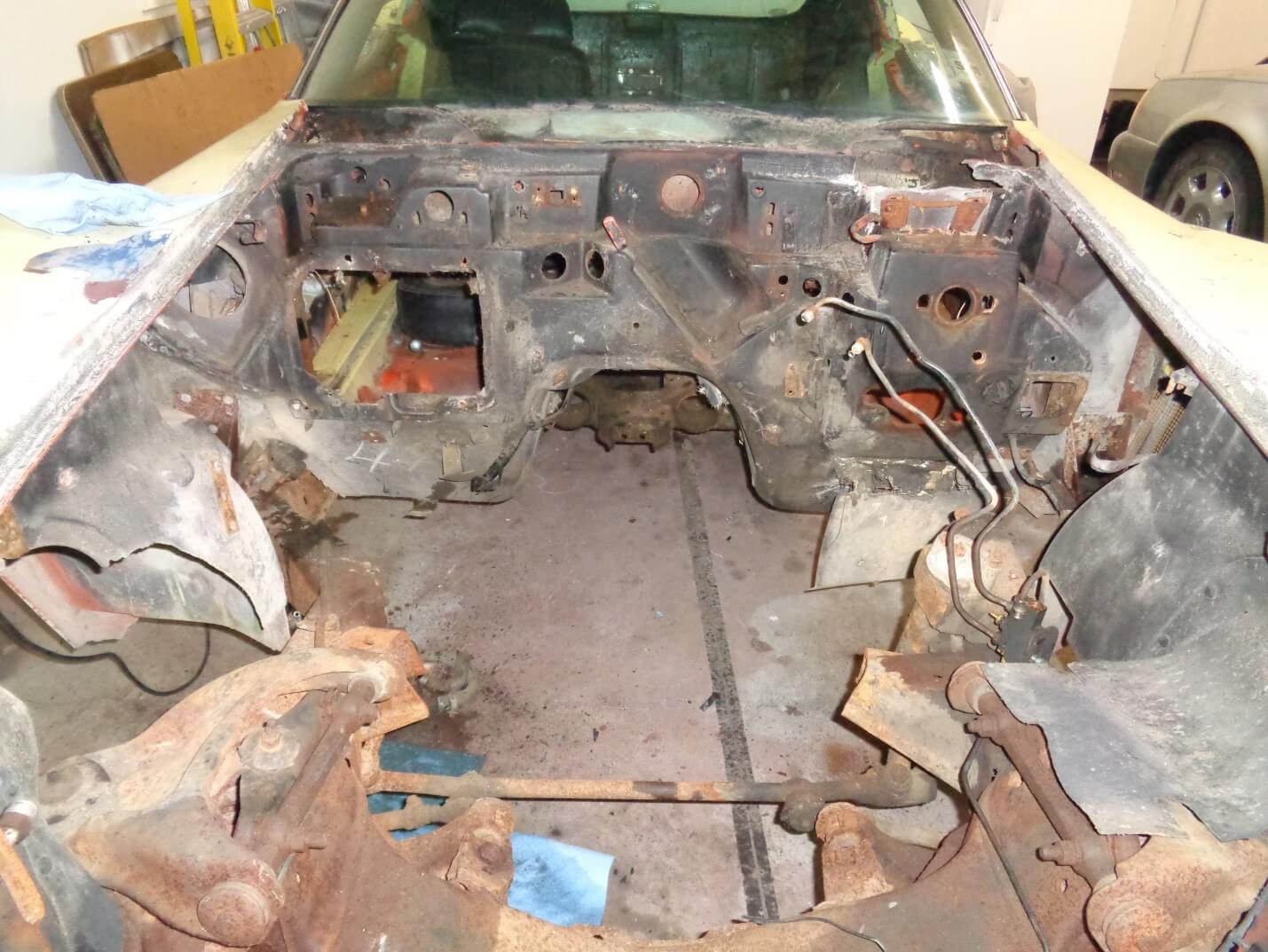 Engine compartment before restoration