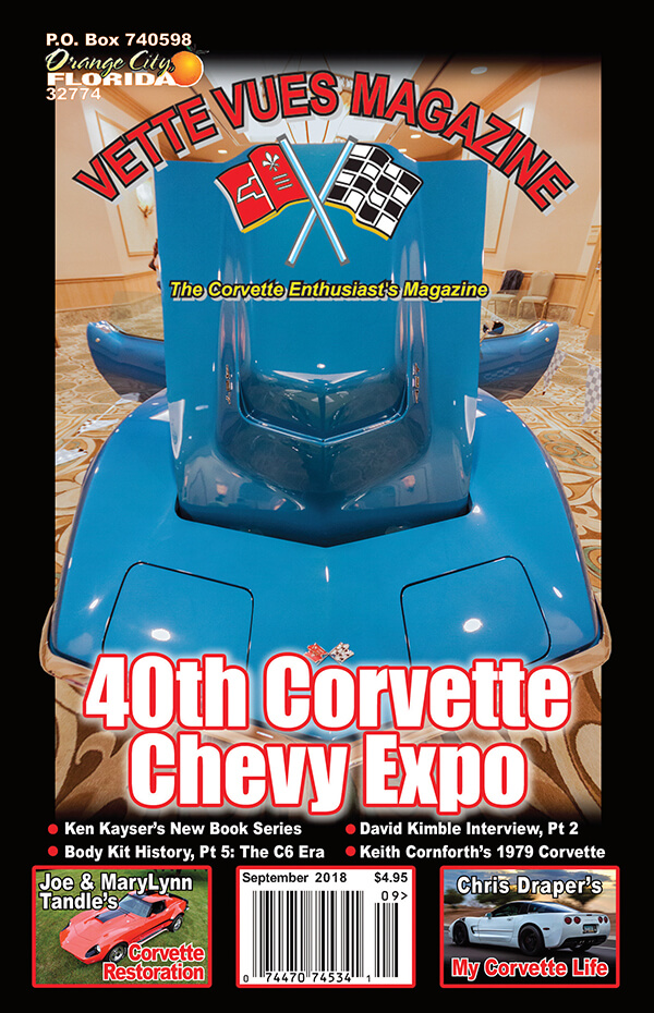 Vette Vues Magazine, September 2018 cover featuring Joe's 1969 Phase III GT Corvette
